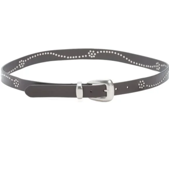 NWT Lucky Brand Brown Genuine Leather Women's Stud Western Belt Size L - Picture 3 of 9